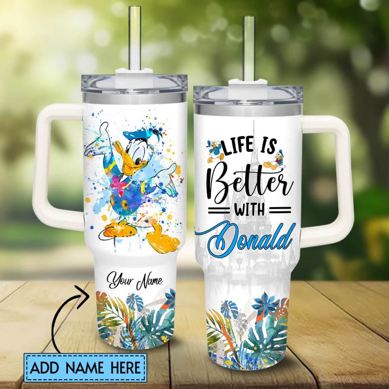 Donald Duck Mickey Mouse And Friends Cartoon Custom Stanley Quencher 40oz Stainless Steel Tumbler With Handle 6zzbm.jpg