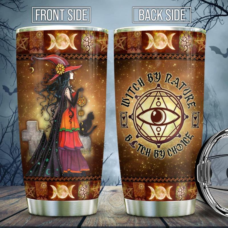 Witch With Her Black Cat By Nature Stainless Steel Tumbler 1051.jpg