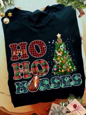 Ho Ho Horses Christmas Tree Graphic T Shirt Horse For Christmas.jpg