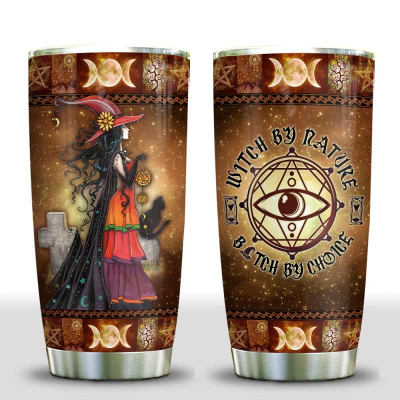 Witch With Her Black Cat By Nature Stainless Steel Tumbler 6789.jpg