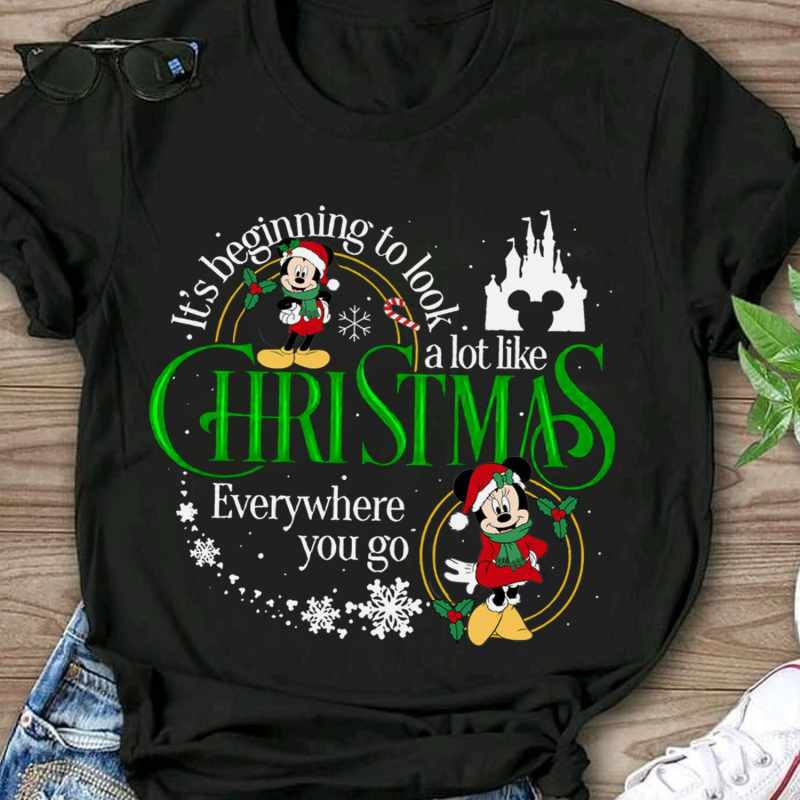 Its Beginning To Look A Lot Like Christmas Everywhere You Go Christmas Day Gift Mickey And Minnie Mouse.jpg