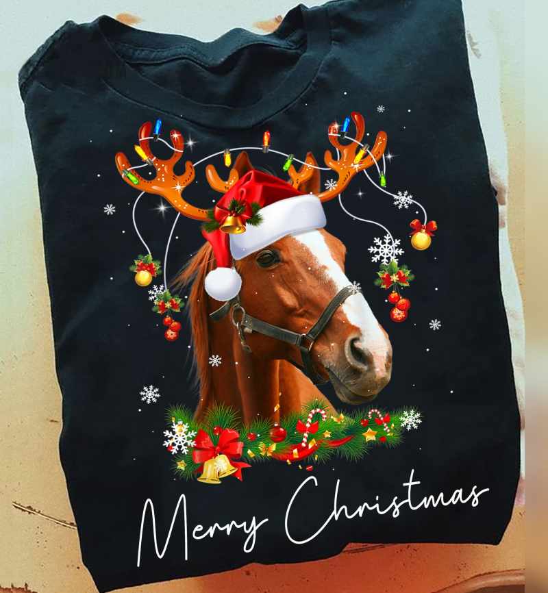 Merry Chritmas Horse Wearing Santa Hat Christmas Day Ugly Sweater.jpg