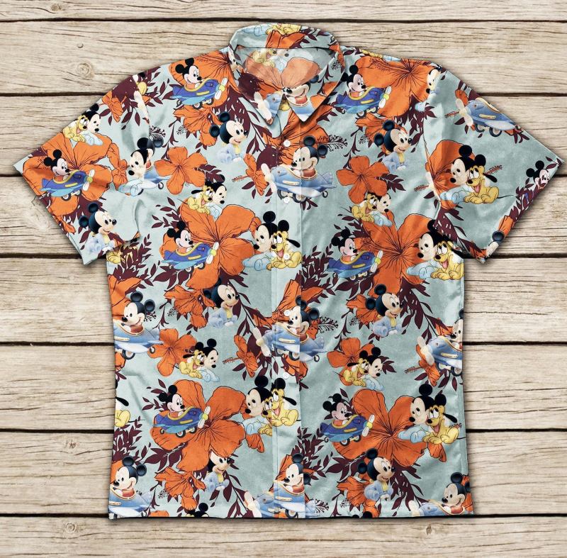 Disney Mickey Mouse Style Hawaiian Graphic Print Short Sleeve Hawaiian Casual Shirt 18t5iq6.jpg