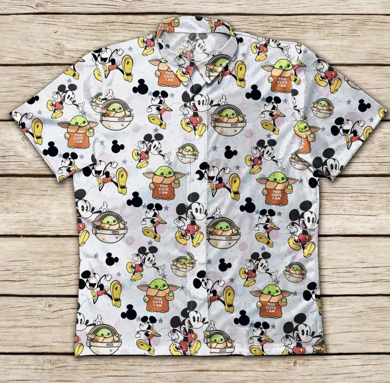 Disney Mickey Mouse Style Hawaiian Graphic Print Short Sleeve Hawaiian Casual Shirt 20s2rjx.jpg