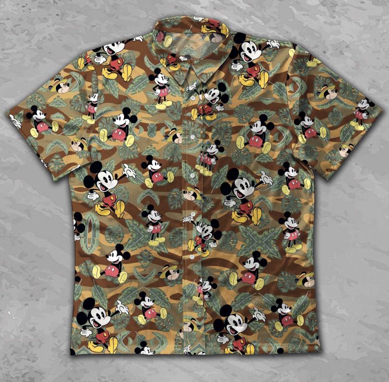 Disney Mickey Mouse Style Hawaiian Graphic Print Short Sleeve Hawaiian Casual Shirt 8rkpjv.jpg