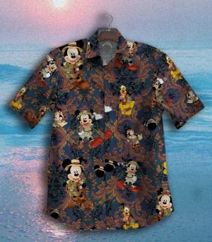 Explorer Mickey And Pluto Disney Hawaiian Graphic Print Short Sleeve Hawaiian Casual Shirteb7td.jpg