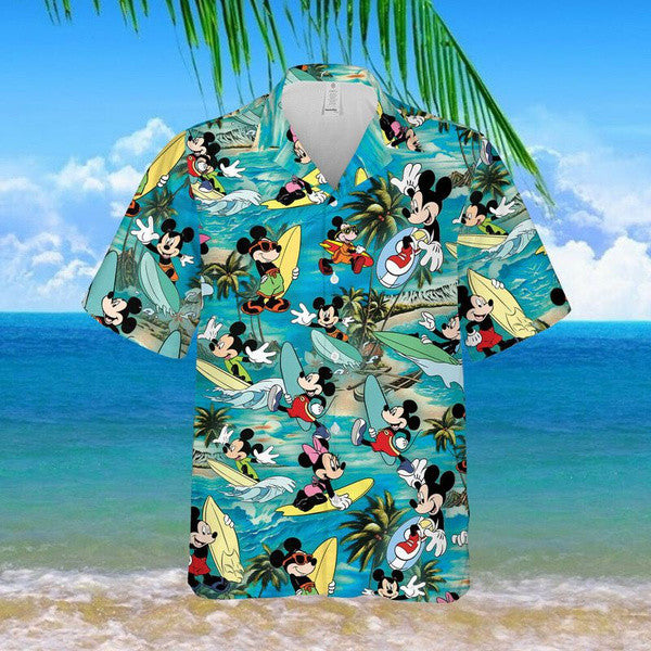 Mickey Mouse Disney Mickey Summer Time Hawaiian Graphic Print Short Sleeve Hawaiian Casual Shirtfzrvb.jpg