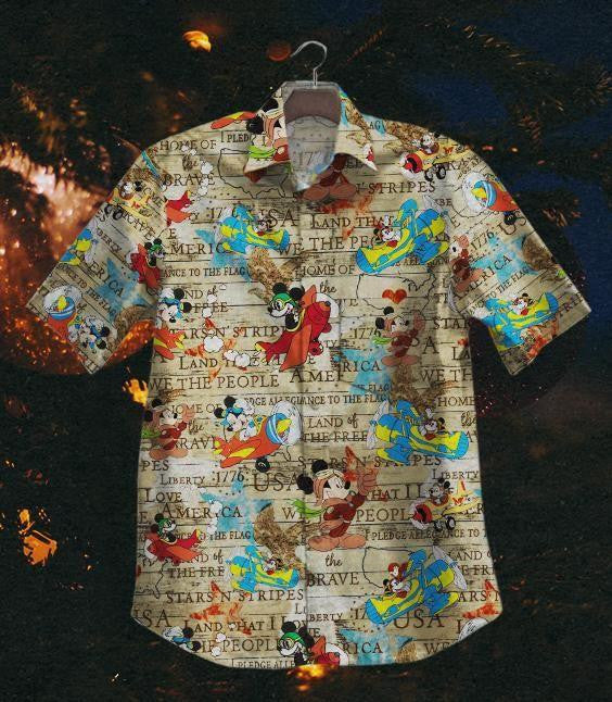 Mickey Mouse Disney Vintage Mickey Astronaut Hawaiian Graphic Print Short Sleeve Hawaiian Casual Shirthek64.jpg