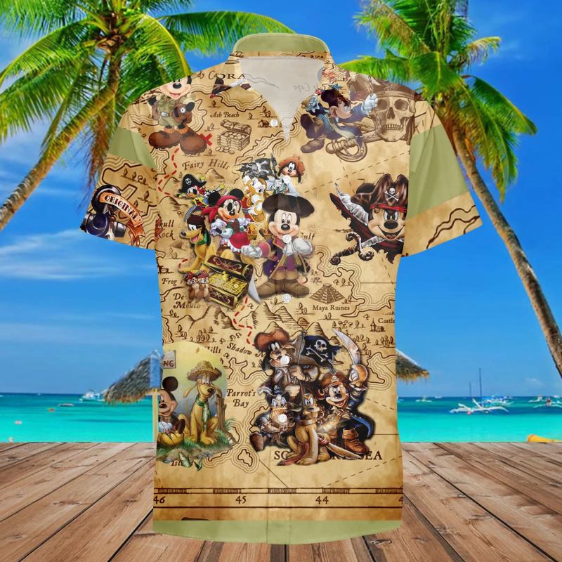 Mickey Treasure Hunting Summer Beach Trip Disney Aloha Trendy Hawaiian Shirt 1202 Po2ue.jpg