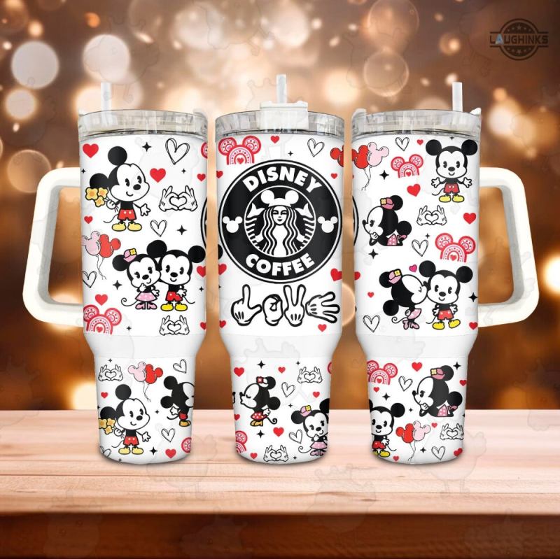 Starbucks Valentine Cup X Disney Coffee Stainless Steel 40oz Stanley Tumbler Dupe Mickey And Minnie Mouse Love Valentines Day Gift For Her Him Laughinks 1.jpg