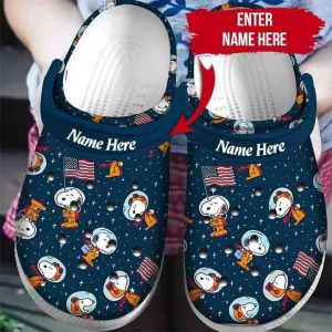 Footwearmerch Custom Name Snoopy Astronaut Usa Flag Puzzle Pieces Crocband Clog Shoes Cr0sb.jpg